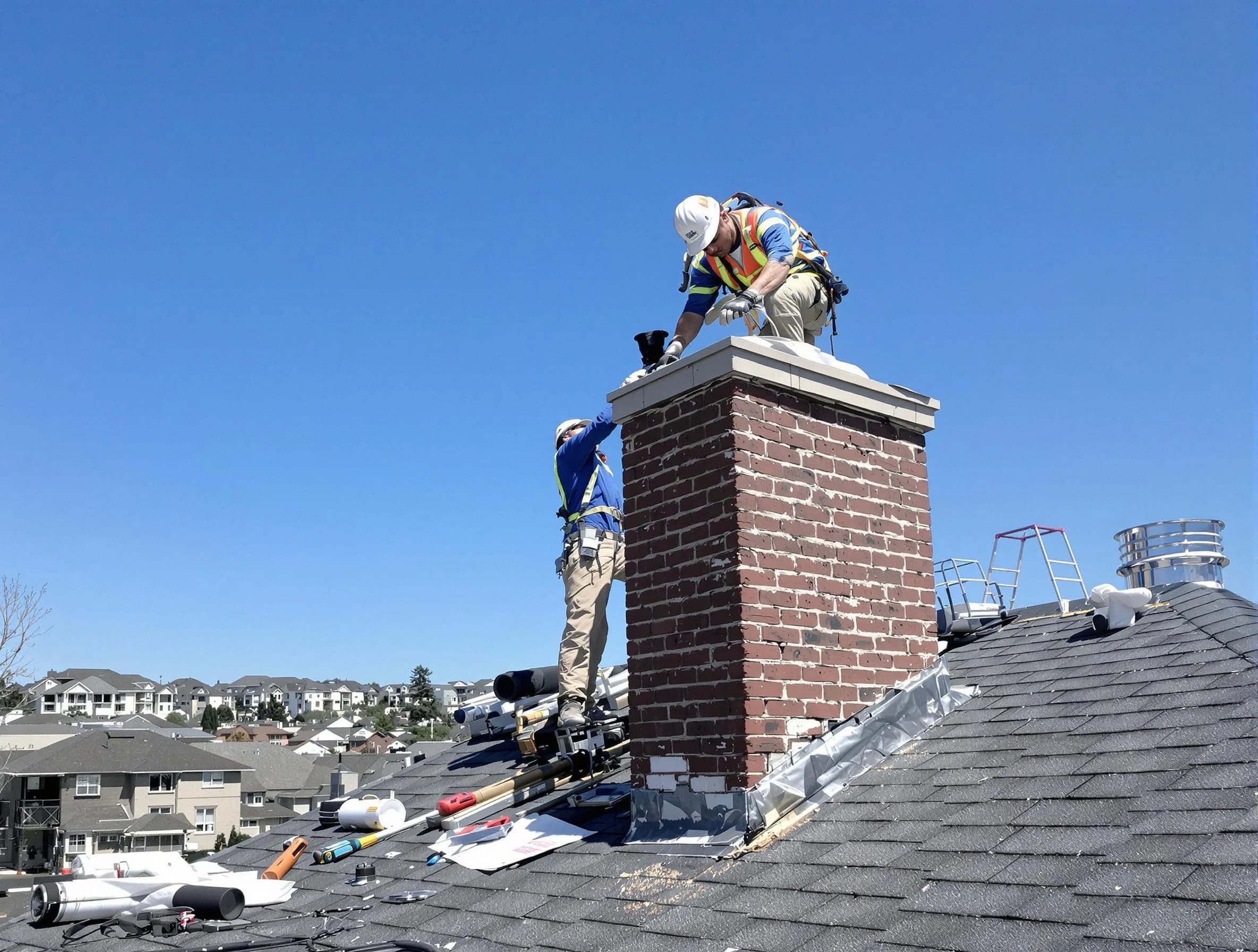 Draper Chimney Sweep repairing a chimney crown in Draper, UT