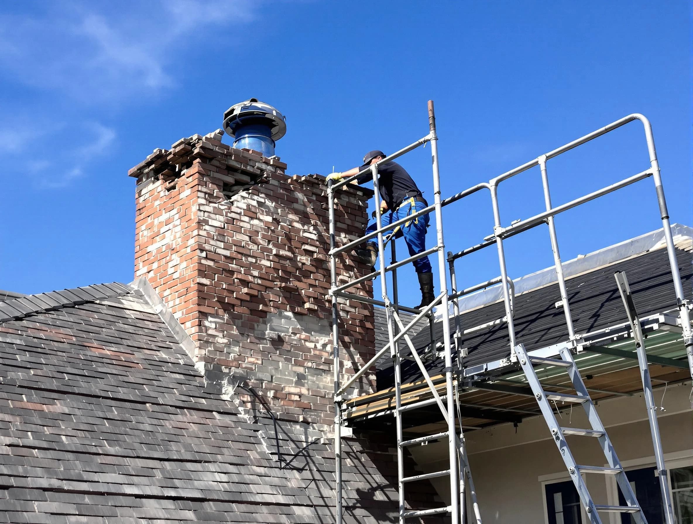 Rebuilding a chimney structure by Draper Chimney Sweep in Draper, UT