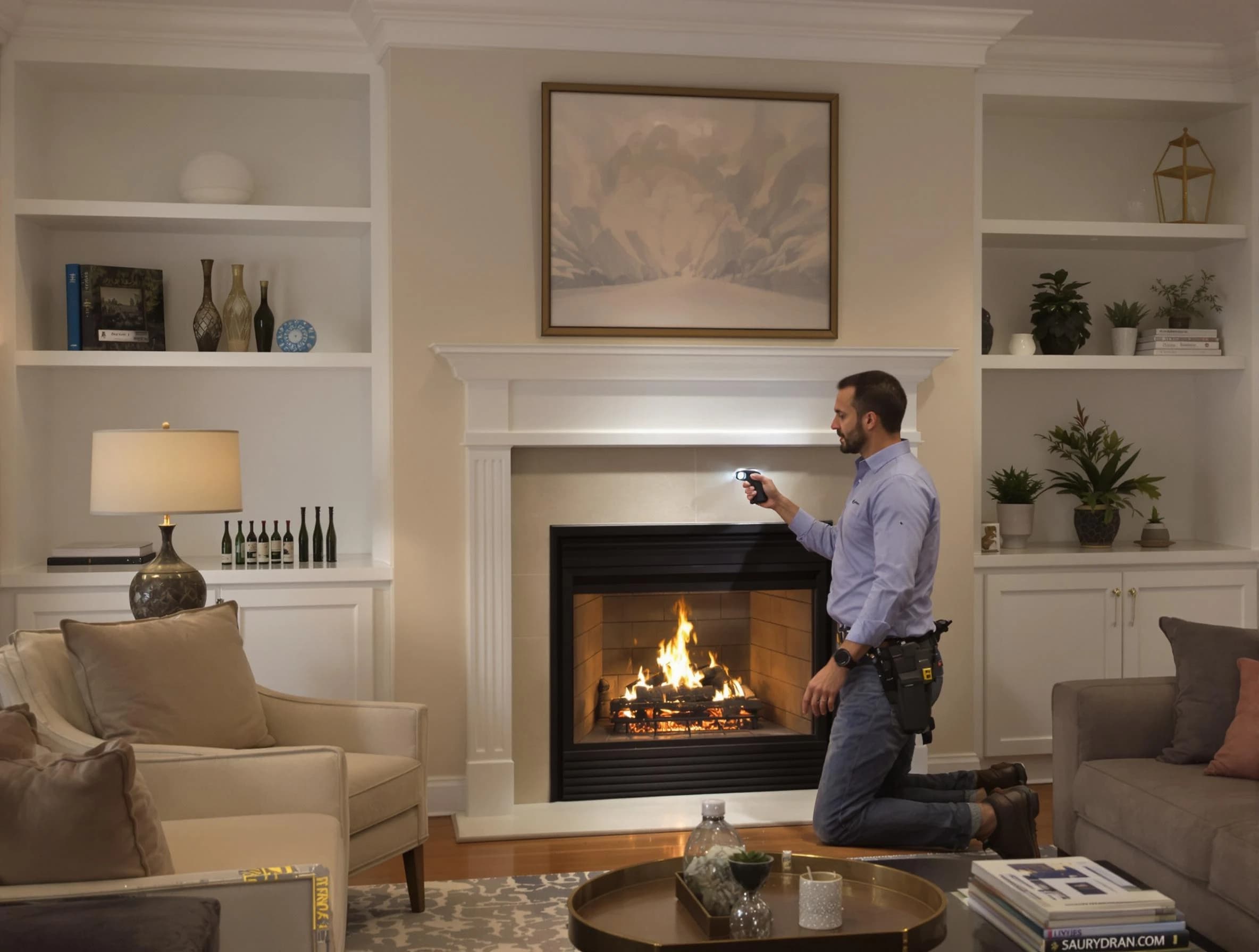 Draper Chimney Sweep conducting a fireplace safety inspection in Draper, UT