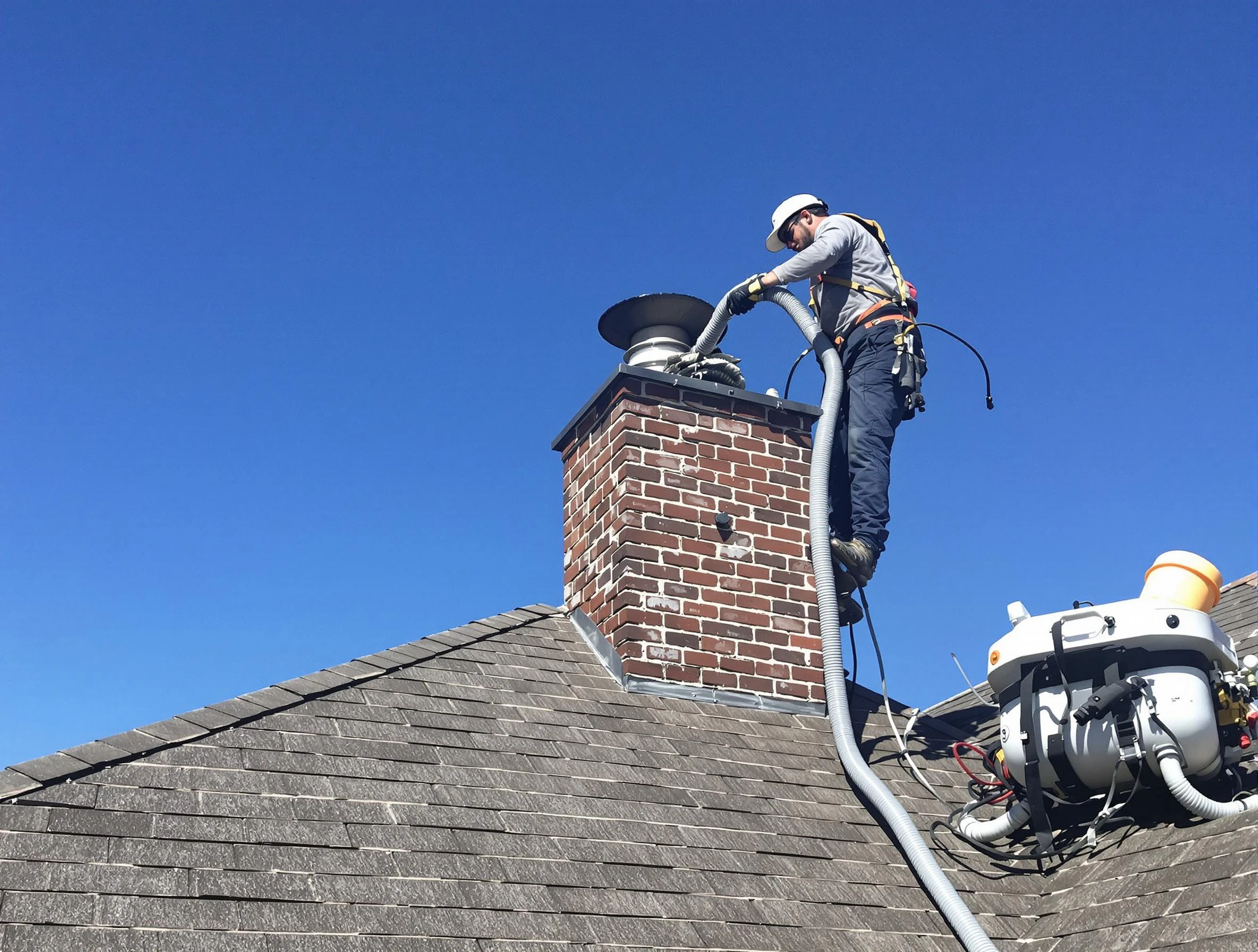 Dedicated Draper Chimney Sweep team member cleaning a chimney in Draper, UT