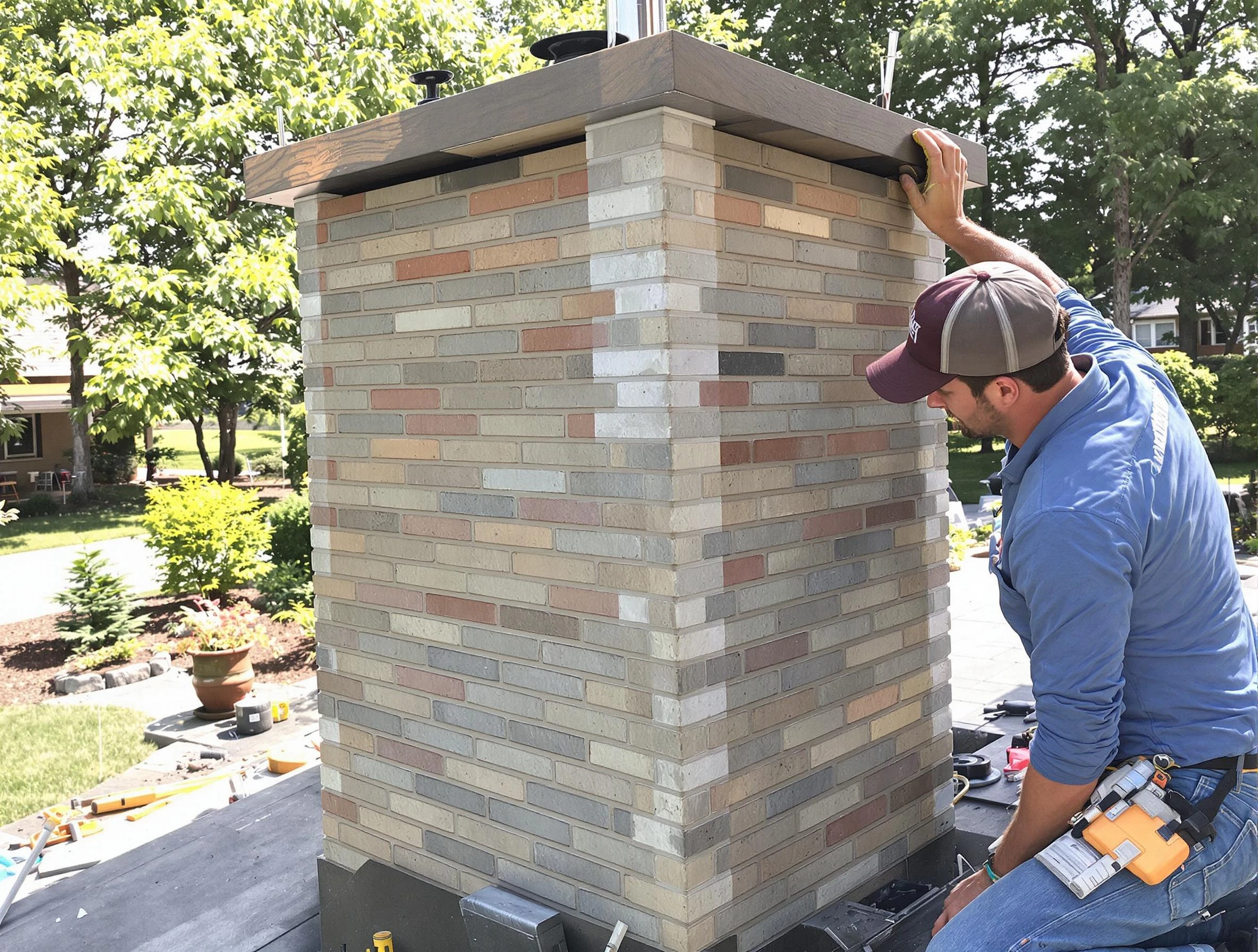 Draper Chimney Sweep completing a modern chimney remodel in Draper, UT