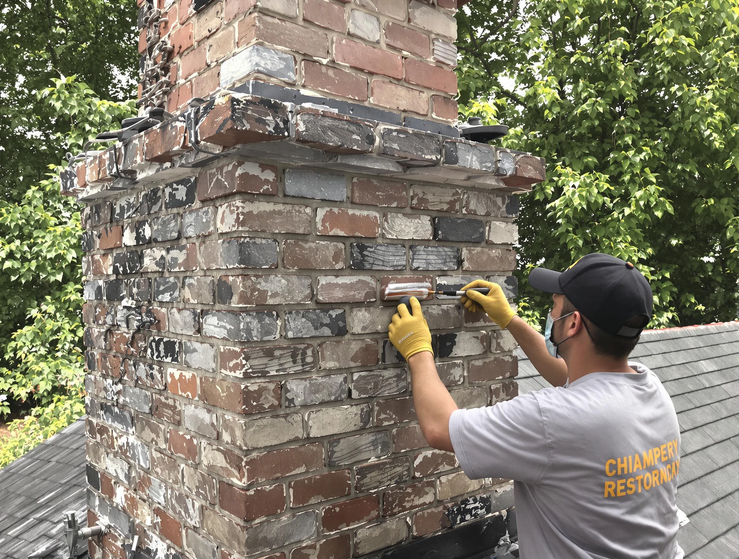 In-progress chimney restoration by Draper Chimney Sweep in Draper, UT